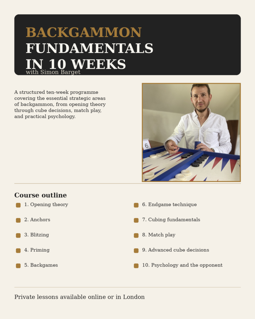 10 week backgammon course
